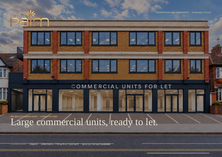 Brochure cover showing the building at 800–806 Lea Bridge Road